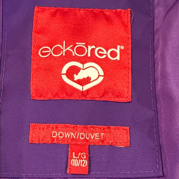 Echo red Girls' Down Jacket with Faux Fur Trim Hood, Girls, Size L 11/12 - Picture 7 of 14